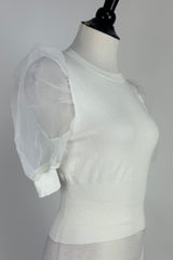 Blusa Blanca Con Mangas Bombachas