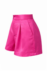 Short Satinado A La Cintura Rosa