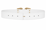 Cinto Grueso Doble Hebilla Blanco Con Cadena
