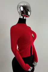 Blusa Manga Larga App Dorada Rojo