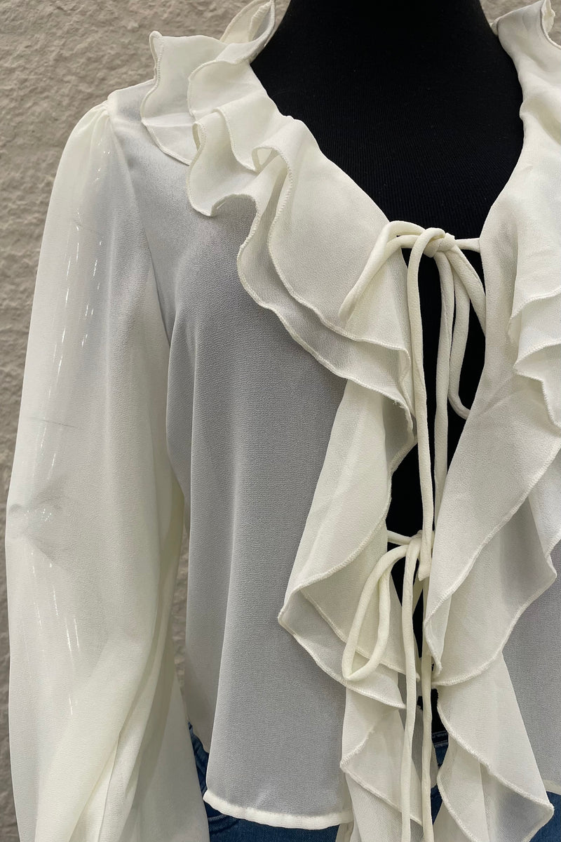 Blusa Manga Larga Olanes Blanca