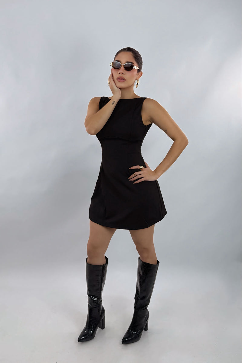 Vestido Corte A Negro