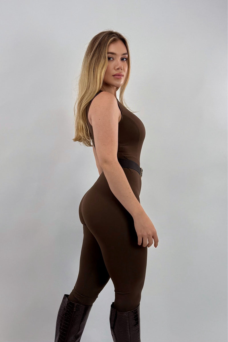 Romper Con Cinto Cafe