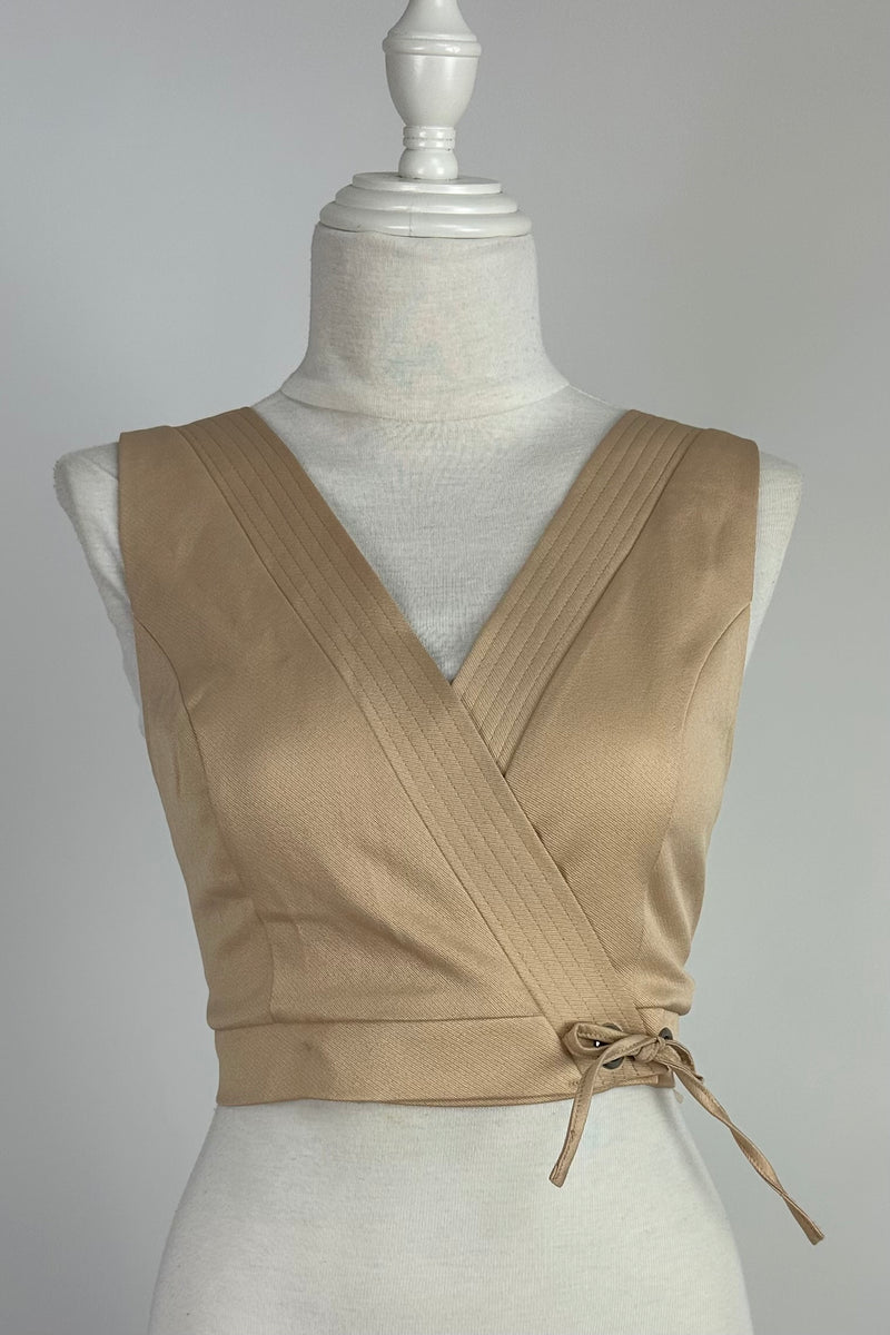 Blusa Croptop V Beige