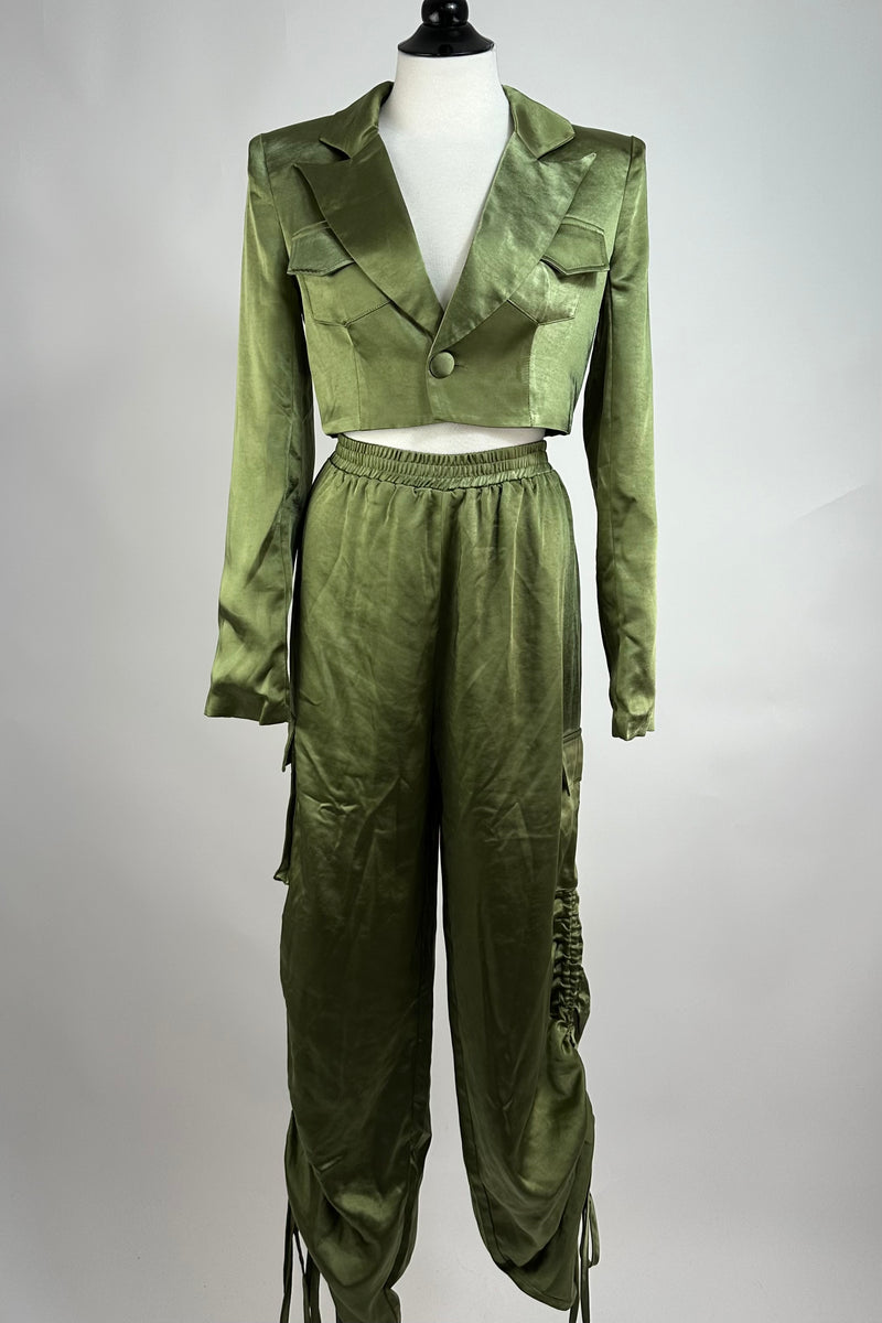 Set Cargo Verde Militar Satinado