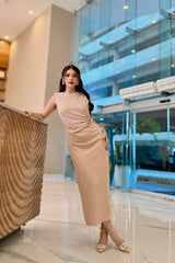 Vestido Midi App Dorada Beige