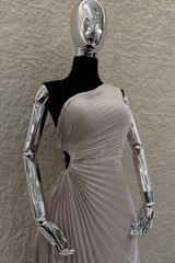 Vestido Midi Abertura en Cintura Beige
