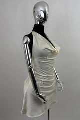 Vestido Satinado Halter Ivory