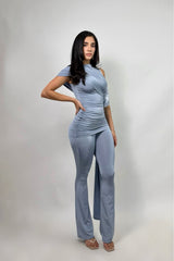 Set Blusa y Pantalon Ruched Azul