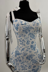 Vestido Midi Floreado Azul