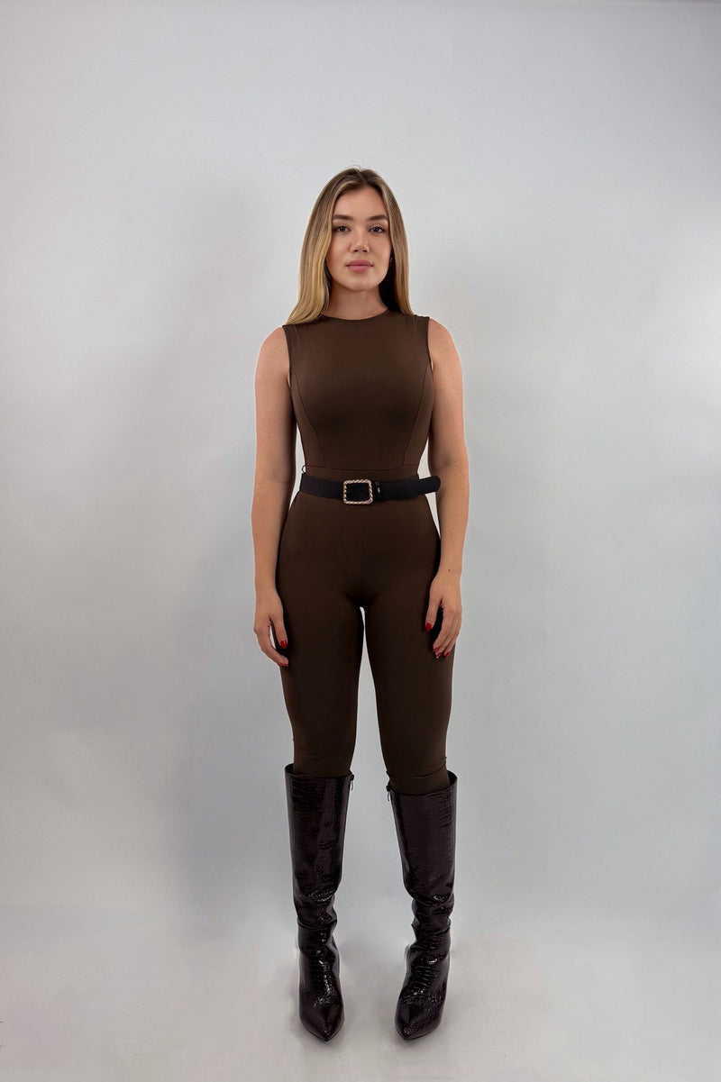 Romper Con Cinto Cafe