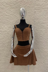 Set Top y Falda Velvet Color Camel