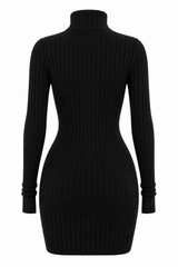 Vestido Ajustado Tela Punto Negro