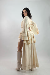 Vestido Olanes Manga Larga Beige