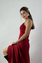 Vestido Satin Largo Rojo