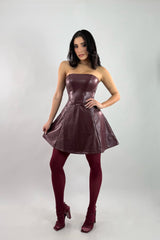 Vestido Strapless Vinipiel Vino