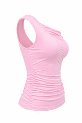 Blusa Asimetrica Ruched Rosa