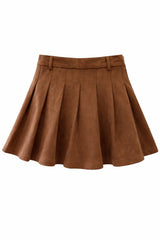 Falda Velvet Plisada Chocolate