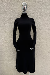Vestido Midi Tela Sweater Negro