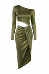 Vestido Satinado Olivo