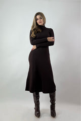 Vestido Midi Tela Sweater Cafe