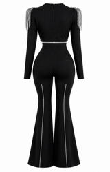 Set de Pantalon Con Top Hombreras Negro