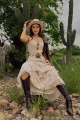 Vestido Largo Olanes Beige