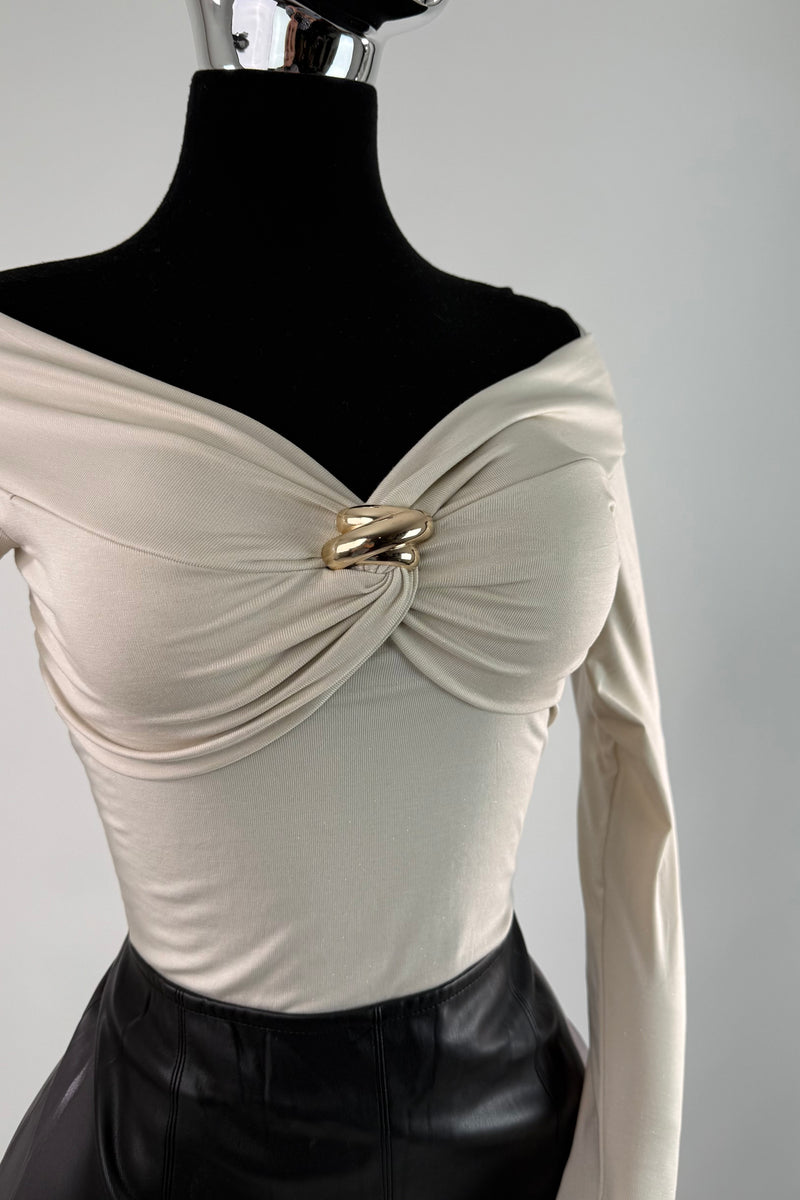 Blusa Brillosa App Dorada Beige