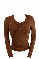 Blusa Manga Larga Escote Ruched Chocolate
