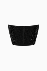 Crop Top Lentejuela Negro