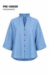 Camisa Cuello V Marino