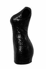 Vestido Lentejuela Asimetrico Negro