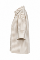 Camisa Rayada Oversize Beige