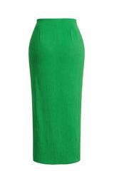 Falda Midi Satinada Verde