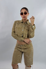Jacket Rhinestone Kakhi