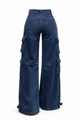 Pantalon Cargo Color Azul