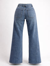 Pantalon con Cinto Rhinestone Denim