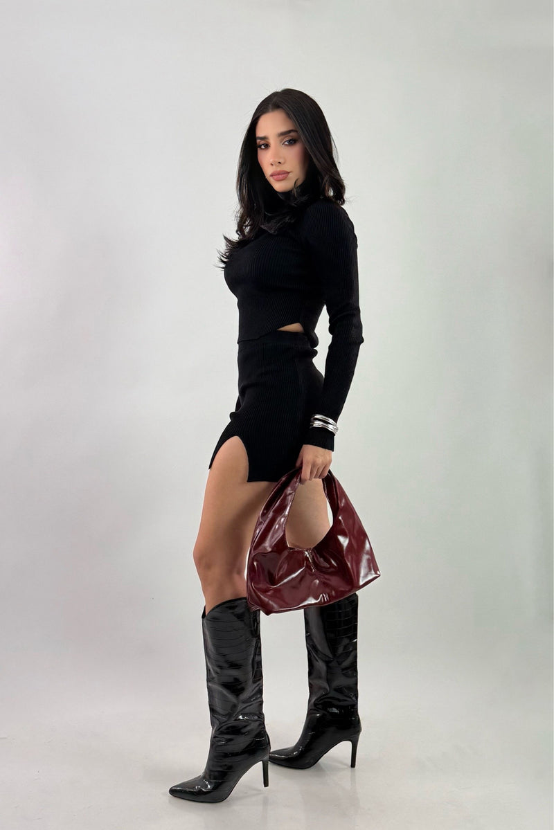 Set Blusa y Falda Tela Punto Negro