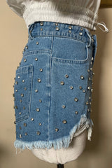 Short Denim Con Pedreria