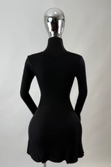 Vestido Tela Punto Manga Larga Negro