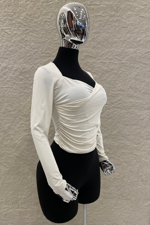Blusa Manga Larga Ruched Ivory