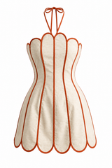 Vestido Halter con Panel Contrast Beige