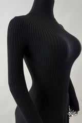 Vestido Tela Punto Manga Larga Negro