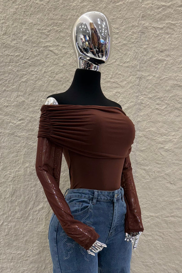 Pantiblusa Off Shoulder Mesh Cafe