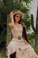 Vestido Largo Olanes Beige