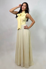 Vestido Plisado App de Moño Amarillo