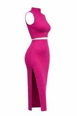 Set de Falda Midi Con Pedreria Rosa