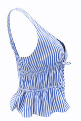 Blusa a Rayas con Lazo Azul