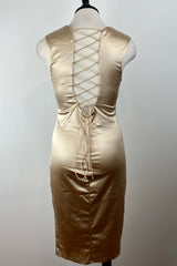 Vestido Satin Beige