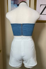 Crop Top Denim Strapple